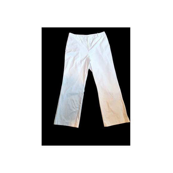 Ralph Lauren Pants Pinstripe Sz 14 Cotton Career White Black - Picture 1 of 13